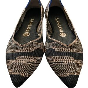 Rothys The Point Golden Shimmer Retired Rose Gold & Black Ballet Flats